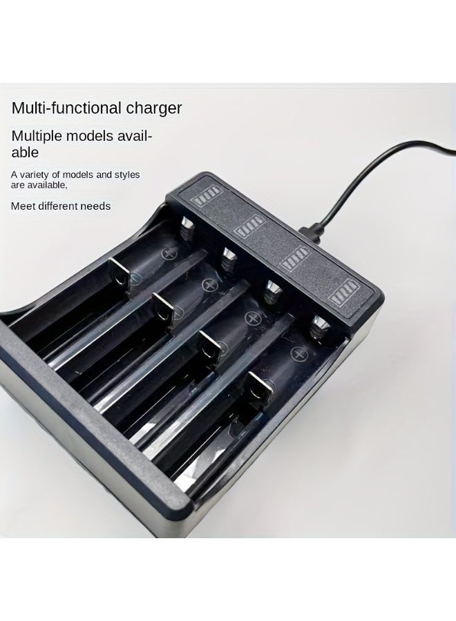 شاحن بطاريات ذكي USB بقوة 3.7 فولت، مناسب لبطاريات 18650 وبطاريات Li-Pd4، يدعم الشحن المستقل عبر منفذ USB، كما أنه مناسب لبطاريات الليثيوم أيون القابلة لإعادة الشحن من نوع 16340 و14500 و26650. يأتي مع بنك طاقة بأربعة منافذ. - Image 5